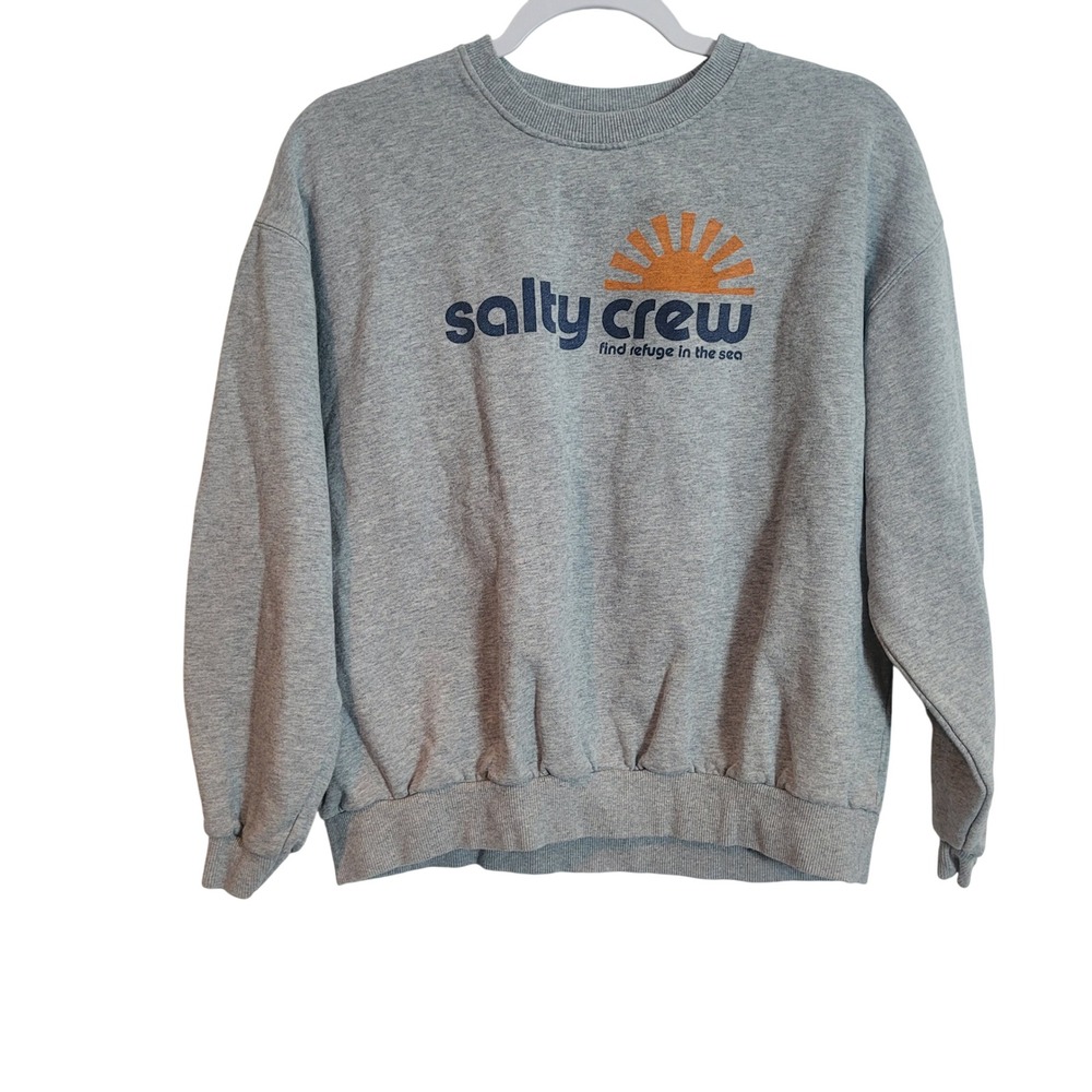 Salty Crew Womens Gray Graphic Sweatshirt Find Refuge In The Sea Size S Small